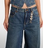 Embellished mid-rise wide-leg jeans