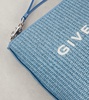 Logo embroidered raffia-effect pouch