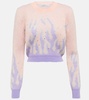 Embellished jacquard mohair-blend sweater