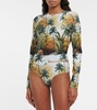 Printed rashguard swimsuit