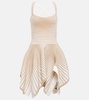 Crepe and chenille ballerina minidress