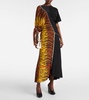 Asymmetric animal-print silk maxi dress