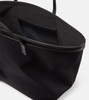 Leather-trimmed canvas tote bag