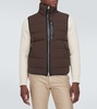 Leather-trimmed down vest