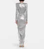 Metallic jersey midi dress