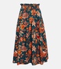 Kyra high-rise floral cotton midi skirt