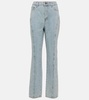 Embellished high-rise straight jeans