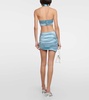 Asymmetric ruched satin miniskirt