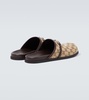 Rhein Horsebit Leather-Trimmed Canvas-Jacquard Mules