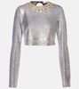 Embellished lamé crop top