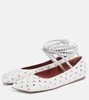 Ane crystal-embellished leather flats