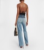 Paneled high-rise wide-leg jeans