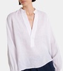 Puff-sleeve linen blouse