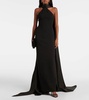 Ophelia caped satin-trimmed maxi dress