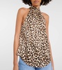 Tanisha leopard-print silk-blend top