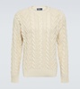 Cable-knit cotton-blend sweater