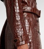 Croc-effect leather trench coat