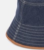 Zita leather-trimmed denim bucket hat