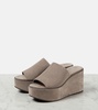 Suede platform slides