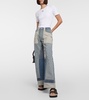 Patchwork high-rise wide-leg jeans