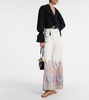 Printed cotton-blend wide-leg pants