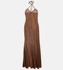 Halterneck jersey maxi dress