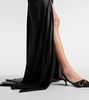 Halterneck lace-trimmed silk satin gown