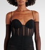 Ruched sheer bustier dress