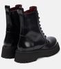 Polished leather combat boots