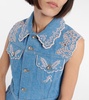 Embroidered denim vest