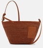 Slit Small raffia basket bag