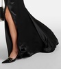 Gathered silk satin gown