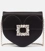 Love embellished satin shoulder bag