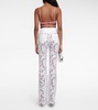 Floral high-rise lace pants