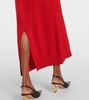 Draped asymmetric wool-blend dress 