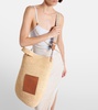 Slit Large leather-trimmed raffia tote bag