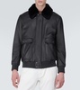 Shearling-trimmed leather bomber jacket