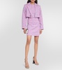 Checked cropped cotton-blend blazer