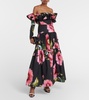 Off-shoulder floral cotton maxi dress