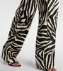 Printed silk-blend wide-leg pants