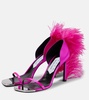 X Sergio Rossi Amazon feather-trimmed sandals