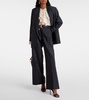 High-rise wool and cotton wide-leg pants