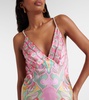 Printed silk slip dress