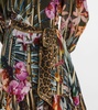 Floral embellished silk shirt dress