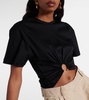 Gathered cotton jersey crop top