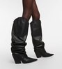 Faux leather knee-high boots