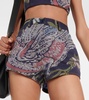 Embroidered high-rise denim shorts