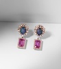 18kt rose gold drop earrings with diamonds, sapphire and opal