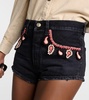 Embroidered denim shorts