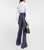 Tailored linen denim wide-leg pants